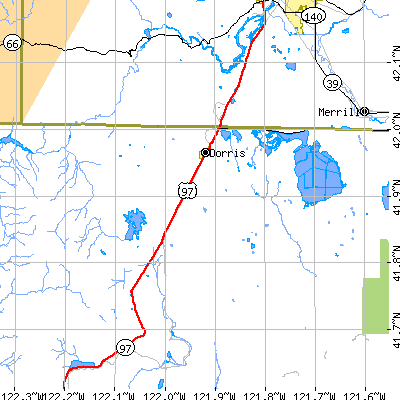 Zip code 96023 close-up map
