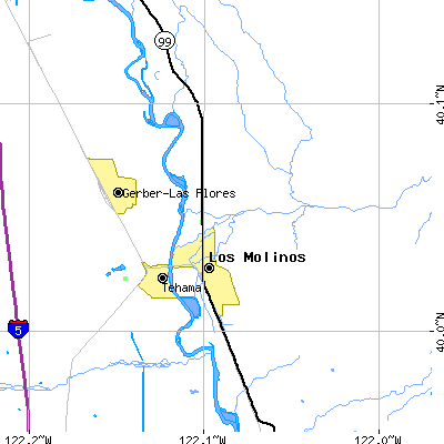 Zip code 96055 close-up map