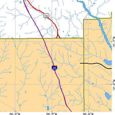 Zip code 36051 close-up map