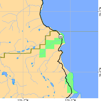 Zip code 96142 close-up map