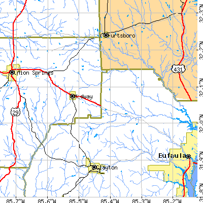Zip code 36053 close-up map
