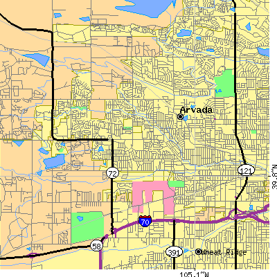 Zip code 80004 close-up map