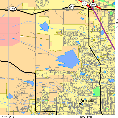 Zip code 80005 close-up map