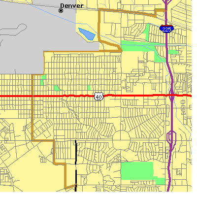 Zip code 80010 close-up map