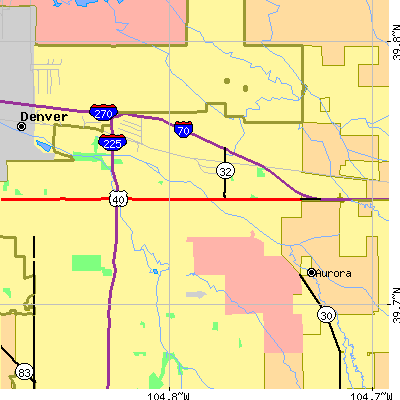 Zip code 80011 close-up map