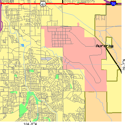 Zip code 80017 close-up map