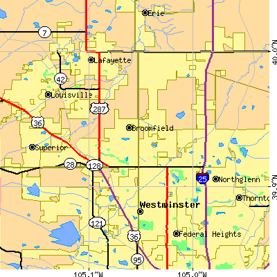 Zip code 80020 close-up map