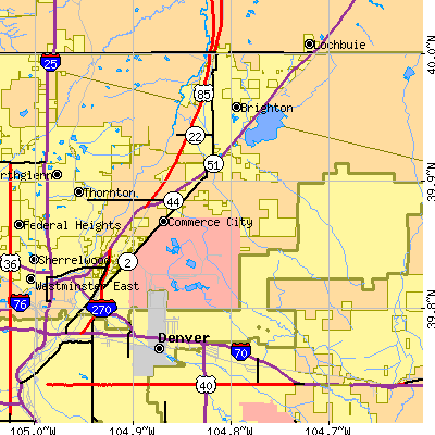 Zip code 80022 close-up map