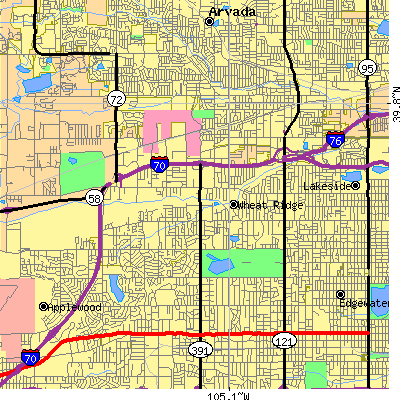 Zip code 80033 close-up map