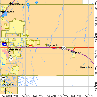 Zip code 80102 close-up map