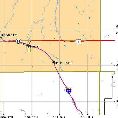 Zip code 80105 close-up map