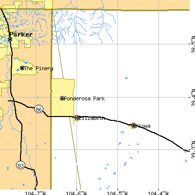 Zip code 80107 close-up map