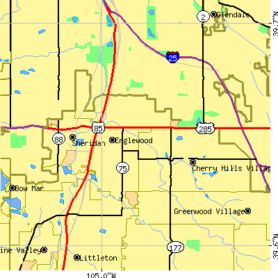 Zip code 80110 close-up map