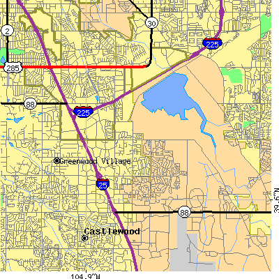 Zip code 80111 close-up map