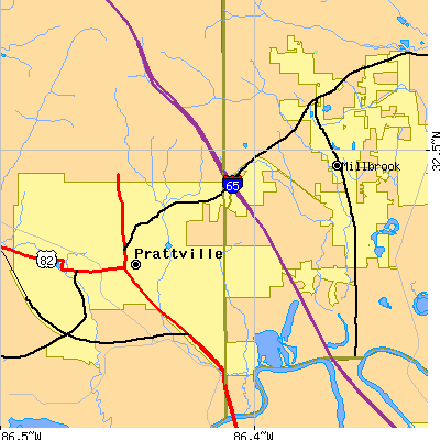 Zip code 36066 close-up map
