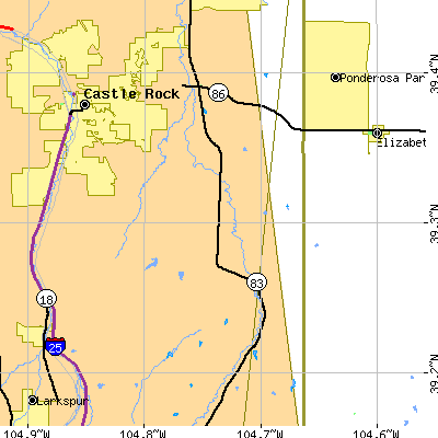 Zip code 80116 close-up map