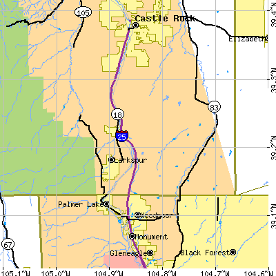 Zip code 80118 close-up map