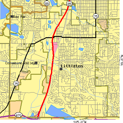 Zip code 80120 close-up map