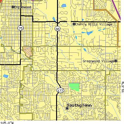 Zip code 80121 close-up map