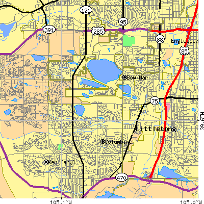 Zip code 80123 close-up map