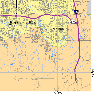 Zip code 80124 close-up map