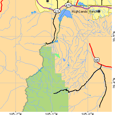 Zip code 80125 close-up map