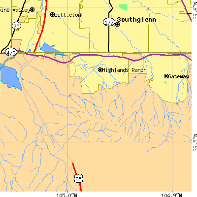 Zip code 80126 close-up map