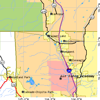 Zip code 80132 close-up map
