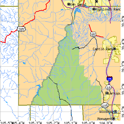 Zip code 80135 close-up map