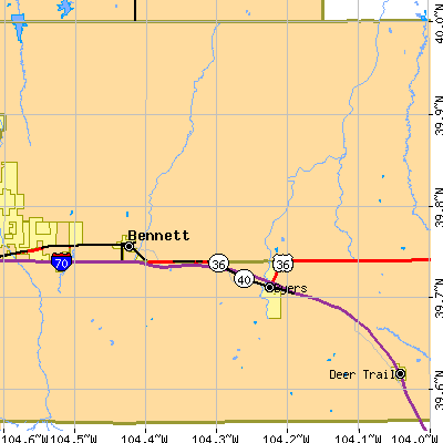 Zip code 80136 close-up map