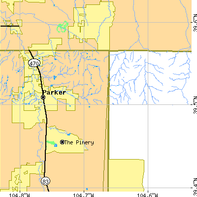 Zip code 80138 close-up map