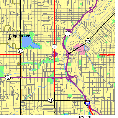 Zip code 80204 close-up map