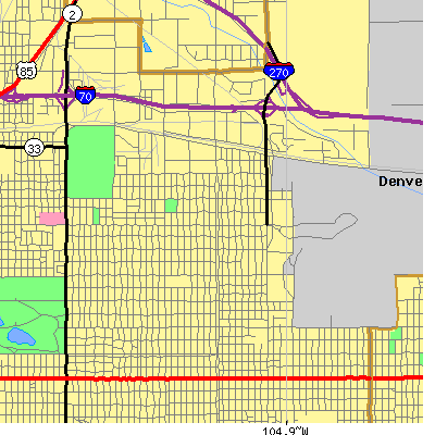 Zip code 80207 close-up map