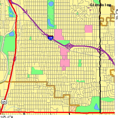 Zip code 80210 close-up map