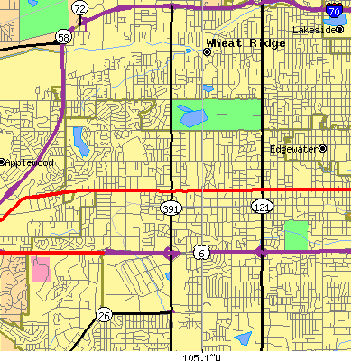 Zip code 80215 close-up map