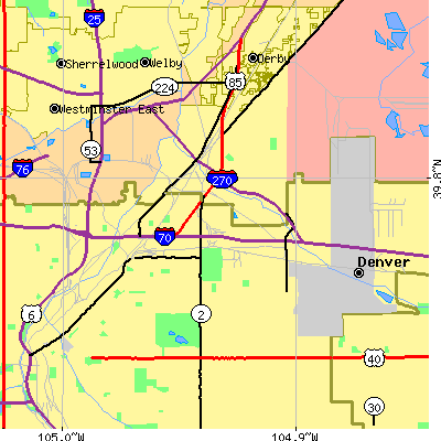 Zip code 80216 close-up map