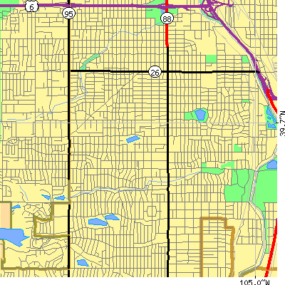 Zip code 80219 close-up map