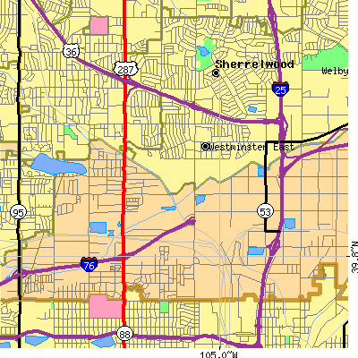 Zip code 80221 close-up map