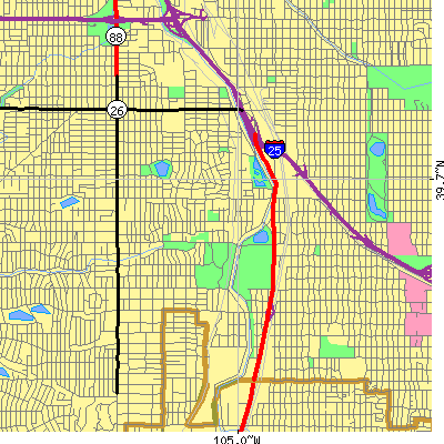 Zip code 80223 close-up map