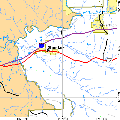Zip code 36075 close-up map