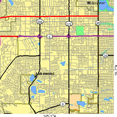 Zip code 80226 close-up map