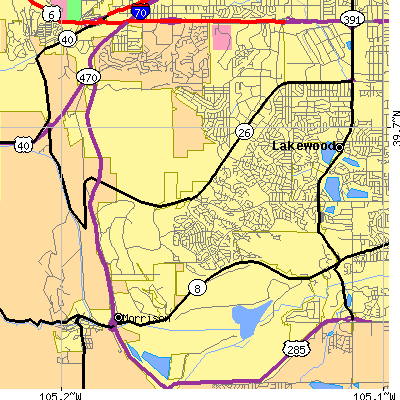 Zip code 80228 close-up map