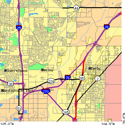 Zip code 80229 close-up map