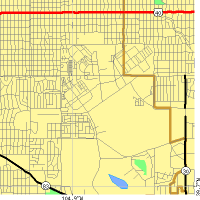 Zip code 80230 close-up map