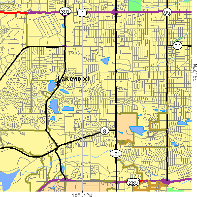 Zip code 80232 close-up map
