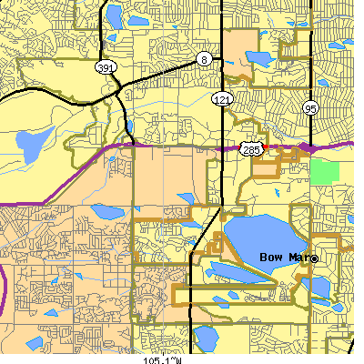 Zip code 80235 close-up map