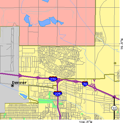 Zip code 80239 close-up map