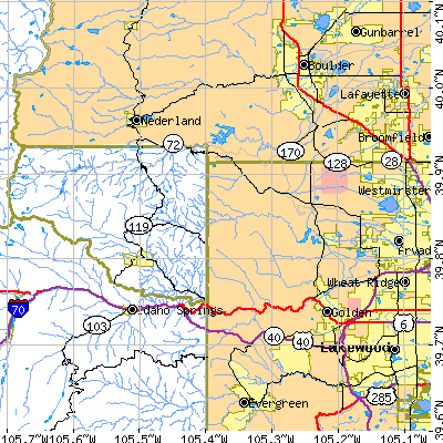 Zip code 80403 close-up map