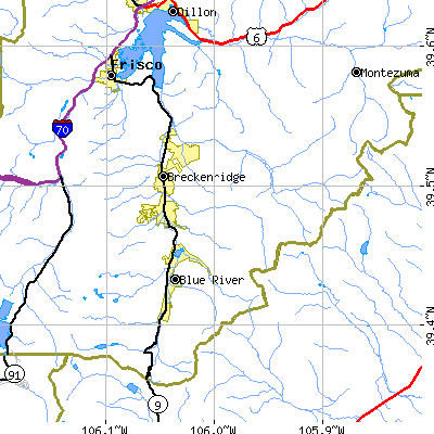 Zip code 80424 close-up map