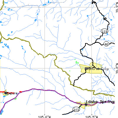 Zip code 80427 close-up map